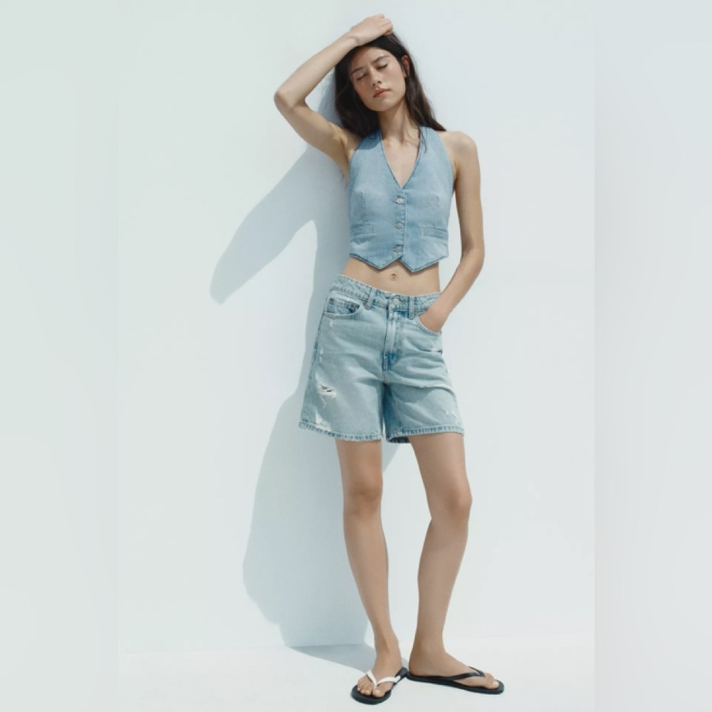 ZARA TRF DENIM VEST TOP